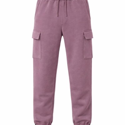 Erkek Baggy 3 İplik Kargo Cepli Eşofman Altı Ayarlanabilir Paça Pantolon - Gül Kurusu