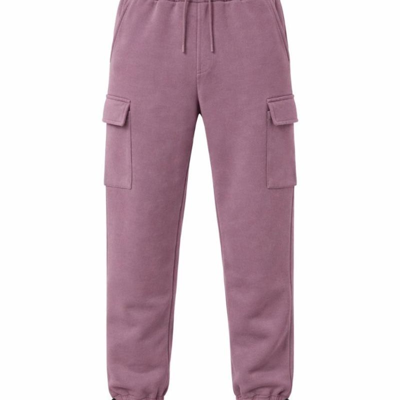 Erkek Baggy 3 İplik Kargo Cepli Eşofman Altı Ayarlanabilir Paça Pantolon - Gül Kurusu