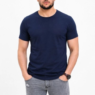Erkek Basic Tişört Bisiklet Yaka Kısa Kol Günlük Yazlık Slim fit T-Shirt - Lacivert