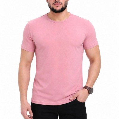 Erkek Basic Tişört Bisiklet Yaka Kısa Kol Günlük Yazlık Slim fit T-Shirt - Pembe