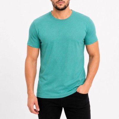 Erkek Basic Tişört Bisiklet Yaka Kısa Kol Günlük Yazlık Slim fit T-Shirt - Su Yeşili