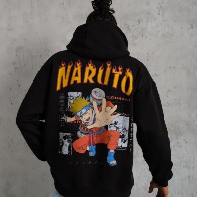 Erkek Baskılı Kapüşonlu 3 iplik pamuklu hoodie Sweatshirt - Siyah
