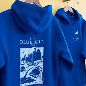 Erkek Baskılı Kapüşonlu Cepli Hoodie 3 İplik Pamuklu Sweatshirt - Saks Mavisii