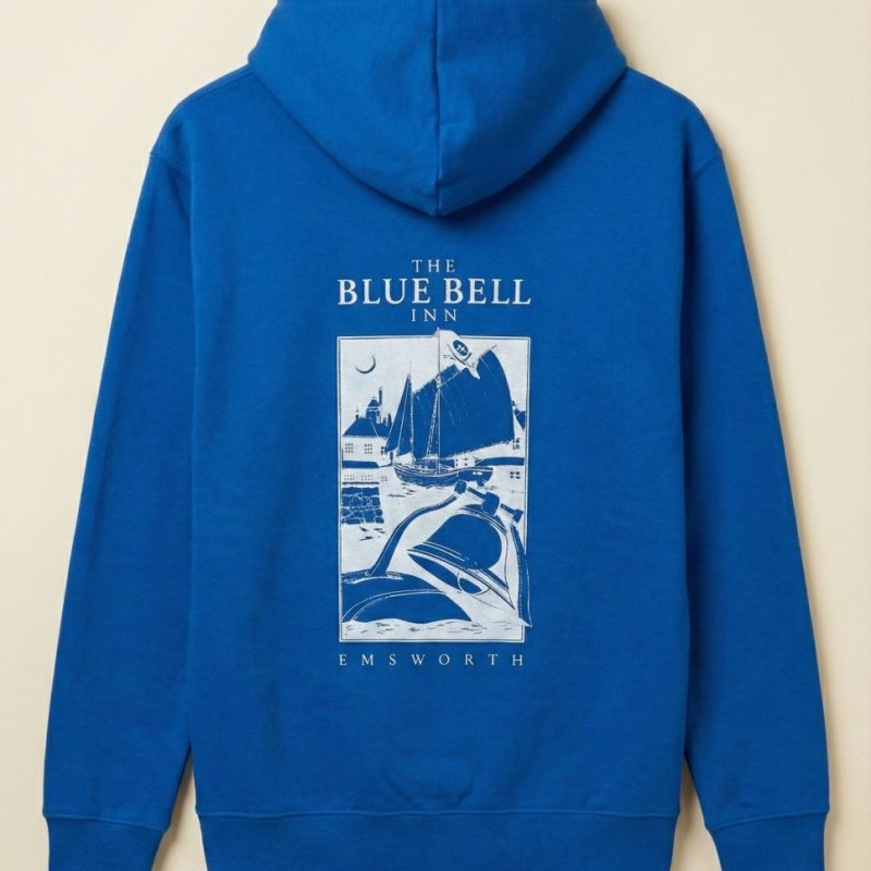 Erkek Baskılı Kapüşonlu Cepli Hoodie 3 İplik Pamuklu Sweatshirt - Saks Mavisii