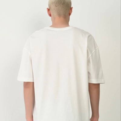 Erkek Baskılı T-Shirt Kısa Kol Bisiklet Yaka Rahat Kalıp Tişört - Beyaz