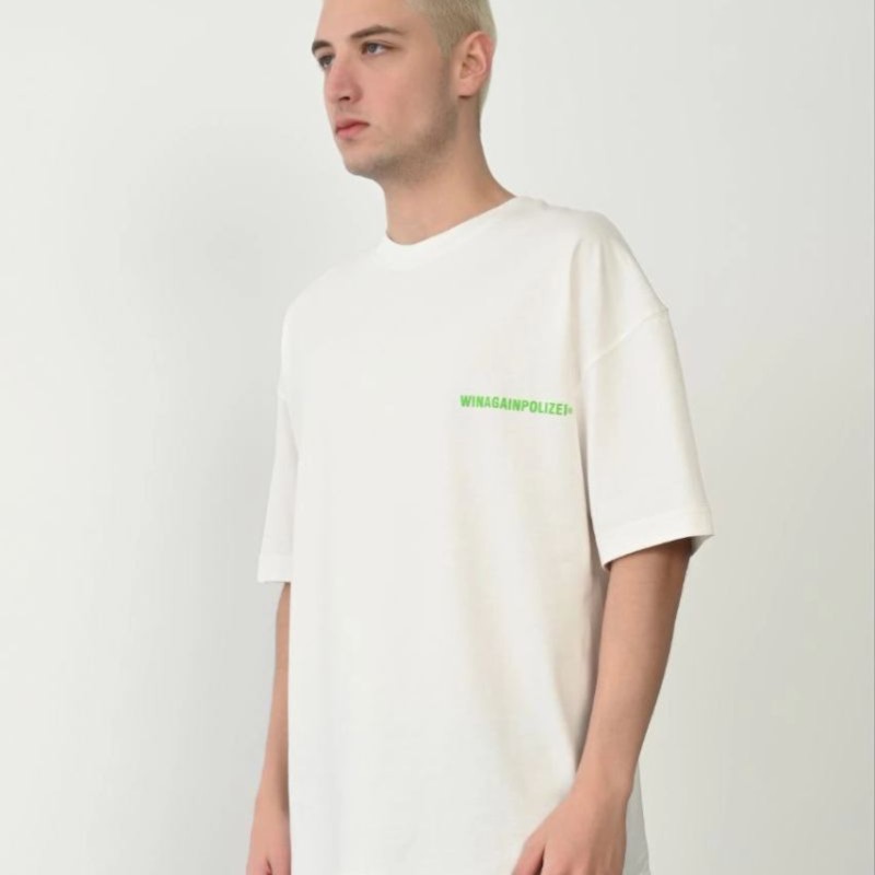 Erkek Baskılı T-Shirt Kısa Kol Bisiklet Yaka Rahat Kalıp Tişört - Beyaz