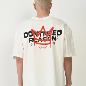 Erkek Baskılı T-Shirt Kısa Kol Bisiklet Yaka Rahat Kalıp Tişört  - Beyaz