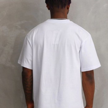 Erkek Baskılı T-Shirt Kısa Kol Bisiklet Yaka Rahat Kalıp Tişört - Beyaz