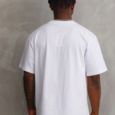 Erkek Baskılı T-Shirt Kısa Kol Bisiklet Yaka Rahat Kalıp Tişört - Beyaz