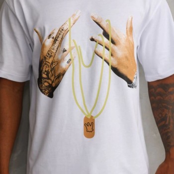 Erkek Baskılı T-Shirt Kısa Kol Bisiklet Yaka Rahat Kalıp Tişört - Beyaz