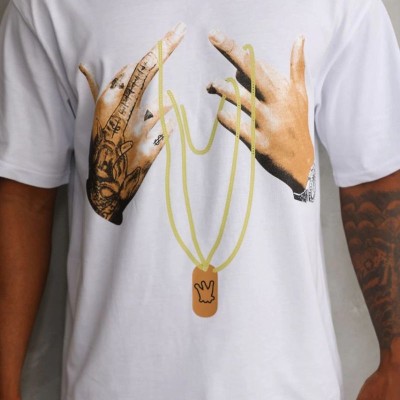 Erkek Baskılı T-Shirt Kısa Kol Bisiklet Yaka Rahat Kalıp Tişört - Beyaz