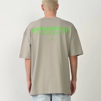 Erkek Baskılı T-Shirt Kısa Kol Bisiklet Yaka Rahat Kalıp Tişört  - Boyalı Gri