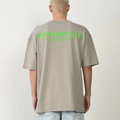 Erkek Baskılı T-Shirt Kısa Kol Bisiklet Yaka Rahat Kalıp Tişört  - Boyalı Gri