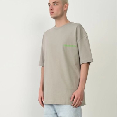 Erkek Baskılı T-Shirt Kısa Kol Bisiklet Yaka Rahat Kalıp Tişört  - Boyalı Gri