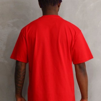 Erkek Baskılı T-Shirt Kısa Kol Bisiklet Yaka Rahat Kalıp Tişört - Kırmızı