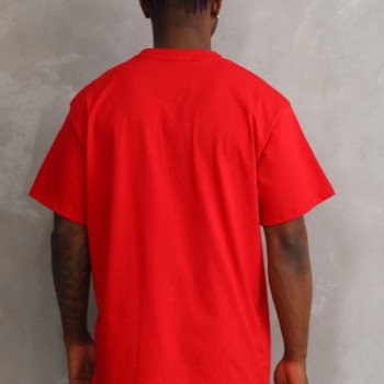 Erkek Baskılı T-Shirt Kısa Kol Bisiklet Yaka Rahat Kalıp Tişört - Kırmızı
