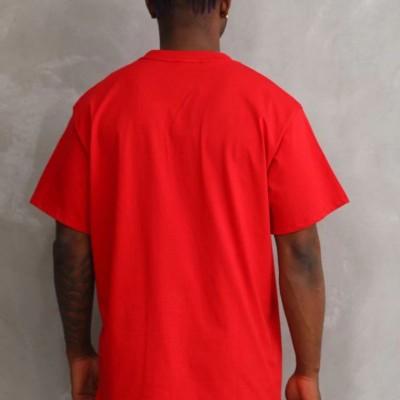 Erkek Baskılı T-Shirt Kısa Kol Bisiklet Yaka Rahat Kalıp Tişört - Kırmızı
