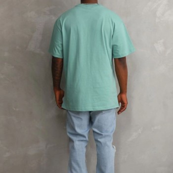 Erkek Baskılı T-Shirt Kısa Kol Bisiklet Yaka Rahat Kalıp Tişört - Mint Yeşili