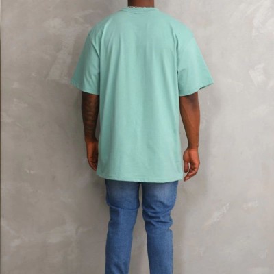Erkek Baskılı T-Shirt Kısa Kol Bisiklet Yaka Rahat Kalıp Tişört - Mint Yeşili
