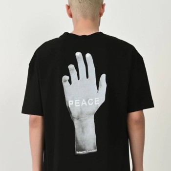 Erkek Baskılı T-Shirt Kısa Kol Bisiklet Yaka Rahat Kalıp Tişört - Siyah