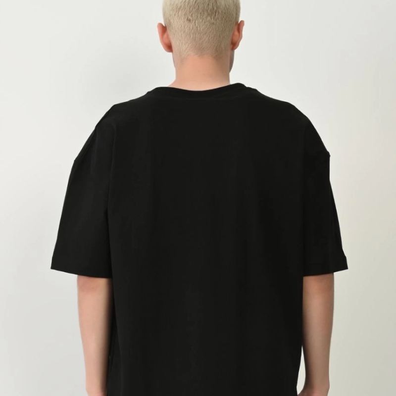 Erkek Baskılı T-Shirt Kısa Kol Bisiklet Yaka Rahat Kalıp Tişört - Siyah