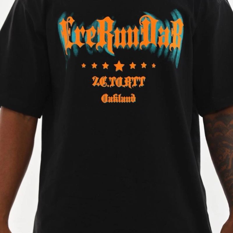 Erkek Baskılı T-Shirt Kısa Kol Bisiklet Yaka Rahat Kalıp Tişört - Siyah
