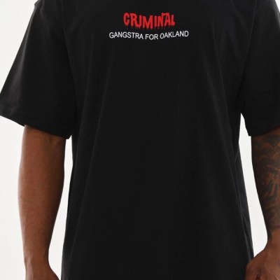Erkek Baskılı T-Shirt Kısa Kol Bisiklet Yaka Rahat Kalıp Tişört  - Siyah