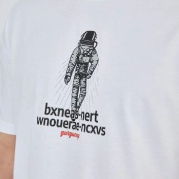 Erkek Baskılı T-Shirt Kısa Kol Bisiklet Yaka Regular Fit Rahat Kalıp Günlük Tişört - Beyaz