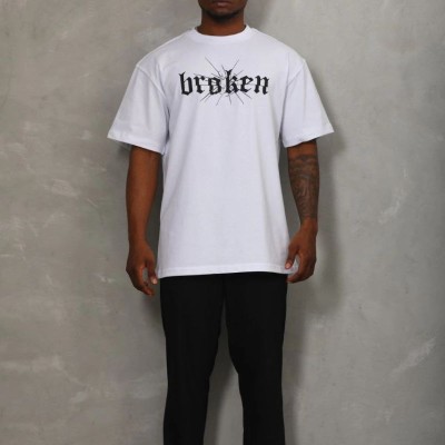 Erkek Baskılı T-Shirt Kısa Kol Bisiklet Yaka Regular Fit Rahat Kalıp Günlük Tişört - Beyaz