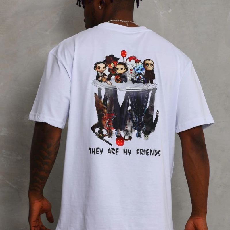 Erkek Baskılı T-Shirt Kısa Kol Bisiklet Yaka Regular Fit Rahat Kalıp Günlük Tişört - Beyaz