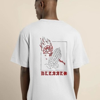 Erkek Baskılı T-Shirt Kısa Kol Bisiklet Yaka Regular Fit Rahat Kalıp Günlük Tişört - Beyaz