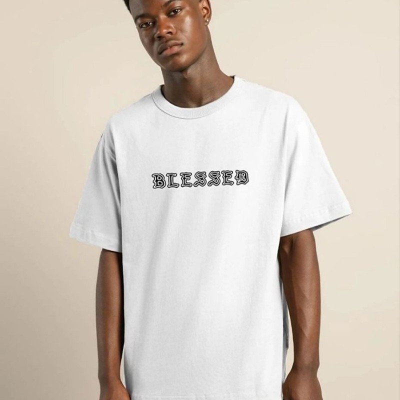 Erkek Baskılı T-Shirt Kısa Kol Bisiklet Yaka Regular Fit Rahat Kalıp Günlük Tişört - Beyaz