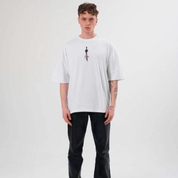 Erkek Baskılı T-Shirt Kısa Kol Bisiklet Yaka Regular Fit Rahat Kalıp Günlük Tişört - Beyaz