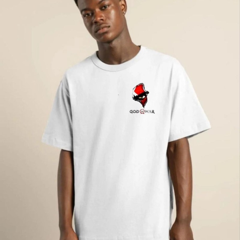 Erkek Baskılı T-Shirt Kısa Kol Bisiklet Yaka Regular Fit Rahat Kalıp Günlük Tişört - Beyaz
