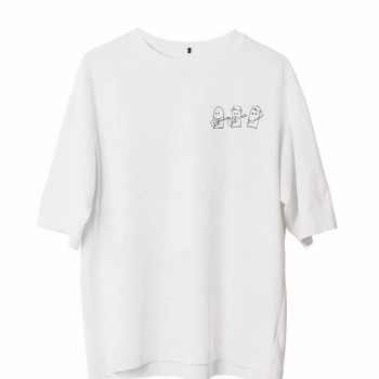 Erkek Baskılı T-Shirt Kısa Kol Bisiklet Yaka Regular Fit Rahat Kalıp Günlük Tişört - Beyaz