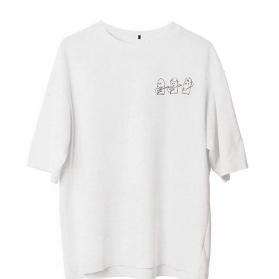 Erkek Baskılı T-Shirt Kısa Kol Bisiklet Yaka Regular Fit Rahat Kalıp Günlük Tişört - Beyaz