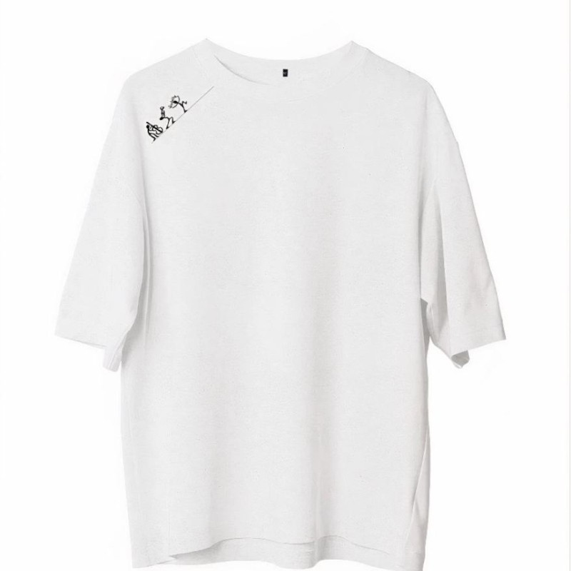 Erkek Baskılı T-Shirt Kısa Kol Bisiklet Yaka Regular Fit Rahat Kalıp Günlük Tişört - Beyaz