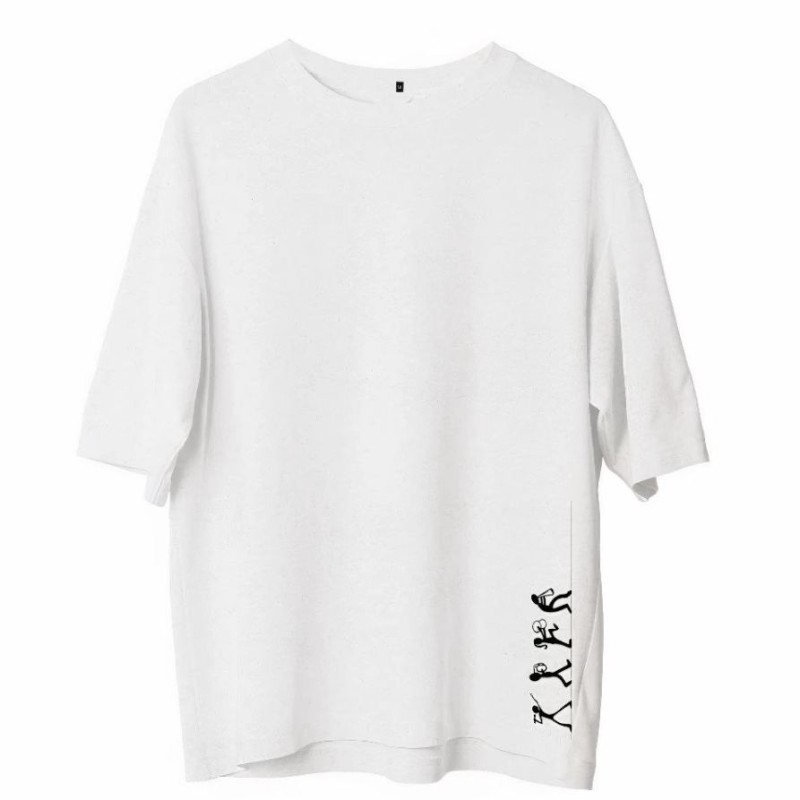 Erkek Baskılı T-Shirt Kısa Kol Bisiklet Yaka Regular Fit Rahat Kalıp Günlük Tişört - Beyaz