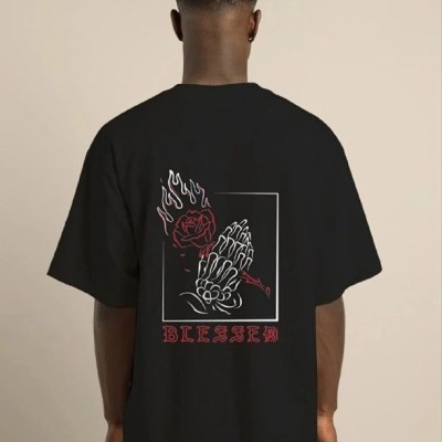 Erkek Baskılı T-Shirt Kısa Kol Bisiklet Yaka Regular Fit Rahat Kalıp Günlük Tişört - Siyah