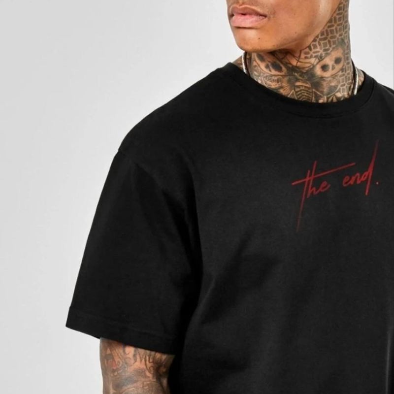 Erkek Baskılı T-Shirt Kısa Kol Bisiklet Yaka Regular Fit Rahat Kalıp Günlük Tişört - Siyah