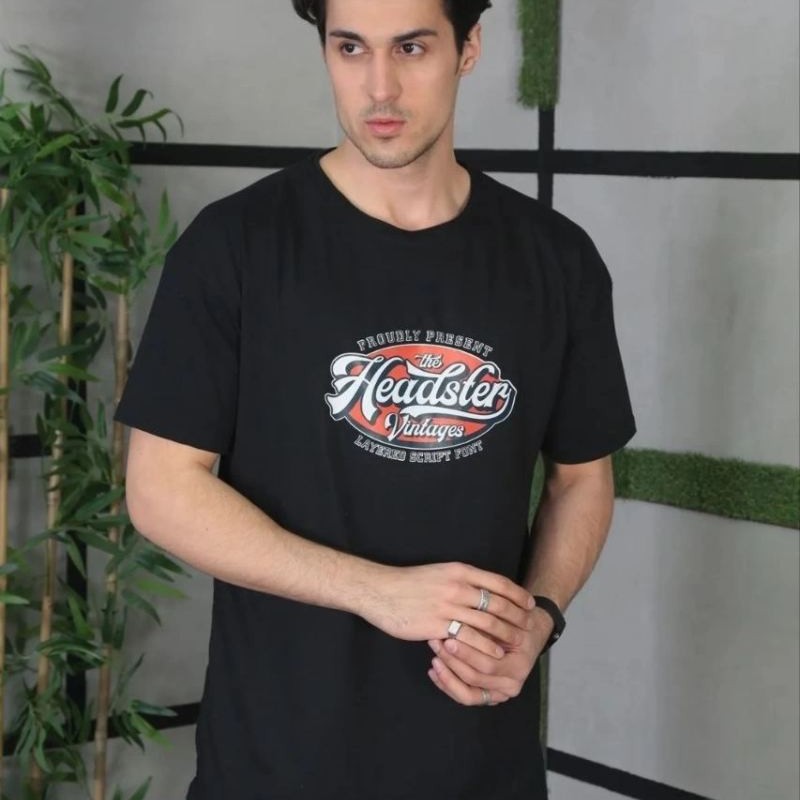 Erkek Baskılı T-Shirt Kısa Kol Bisiklet Yaka Regular Fit Rahat Kalıp Günlük Tişört - Siyah