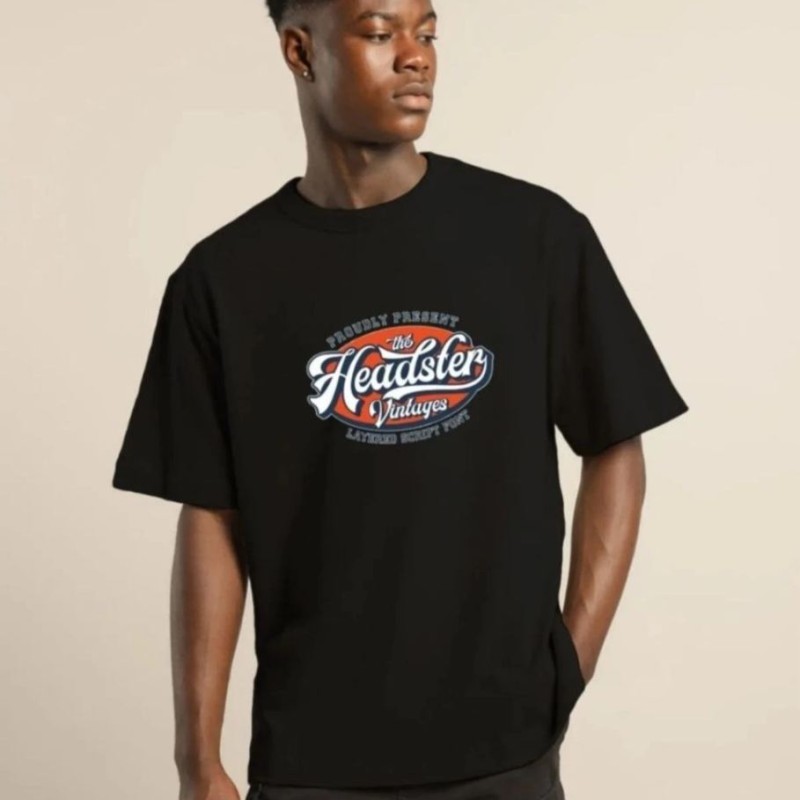 Erkek Baskılı T-Shirt Kısa Kol Bisiklet Yaka Regular Fit Rahat Kalıp Günlük Tişört - Siyah