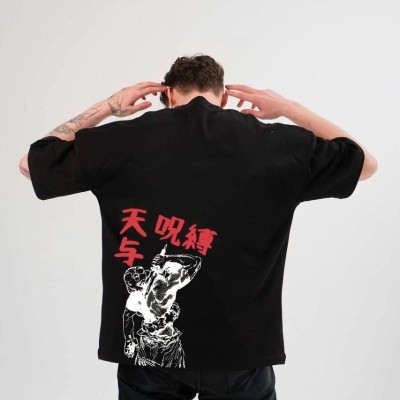 Erkek Baskılı T-Shirt Kısa Kol Bisiklet Yaka Regular Fit Rahat Kalıp Günlük Tişört - Siyah