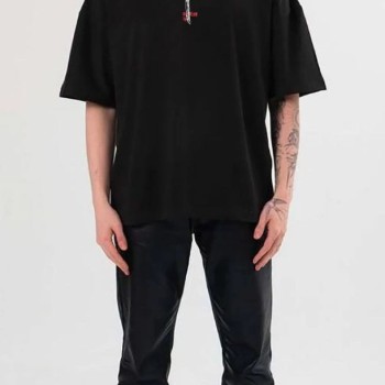Erkek Baskılı T-Shirt Kısa Kol Bisiklet Yaka Regular Fit Rahat Kalıp Günlük Tişört - Siyah