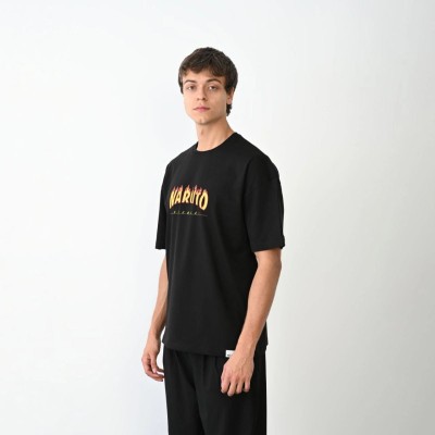 Erkek Baskılı T-Shirt Kısa Kol Bisiklet Yaka Regular Fit Rahat Kalıp Günlük Tişört - Siyah