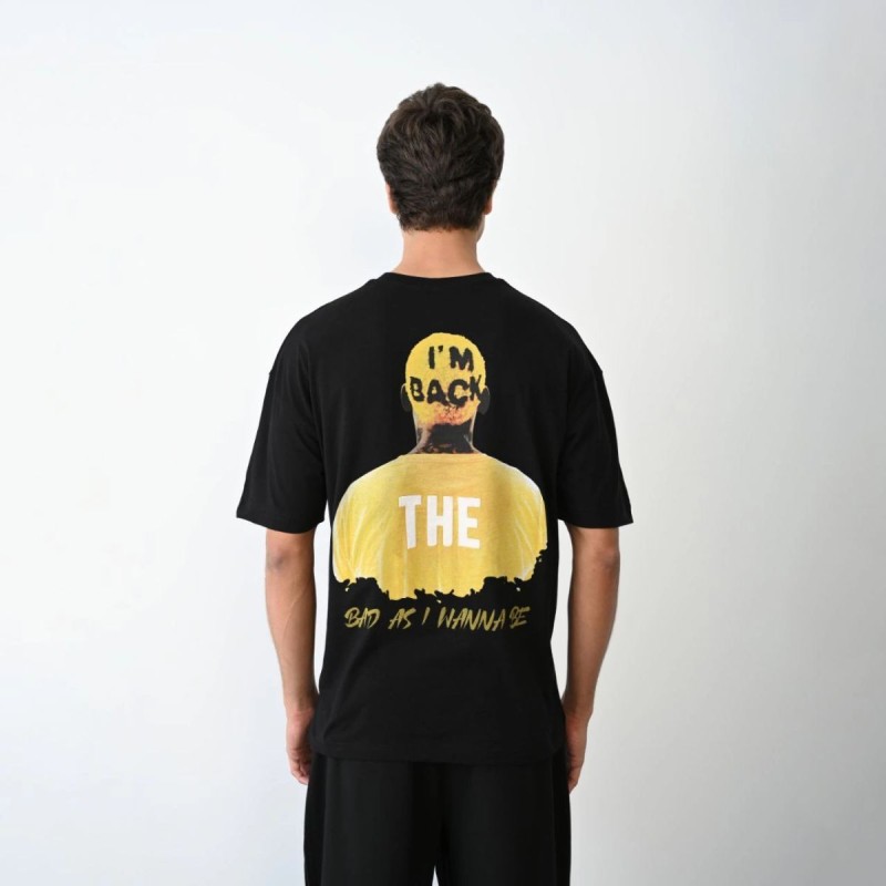 Erkek Baskılı T-Shirt Kısa Kol Bisiklet Yaka Regular Fit Rahat Kalıp Günlük Tişört - Siyah