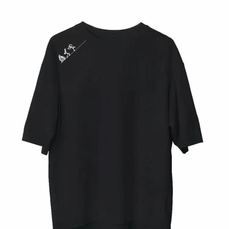 Erkek Baskılı T-Shirt Kısa Kol Bisiklet Yaka Regular Fit Rahat Kalıp Günlük Tişört - Siyah