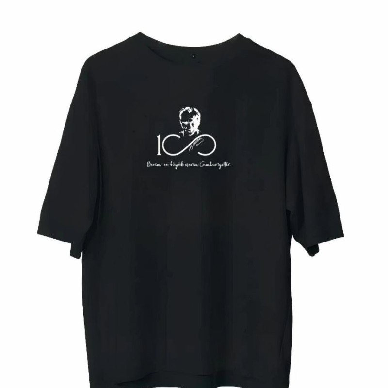 Erkek Baskılı T-Shirt Kısa Kol Bisiklet Yaka Regular Fit Rahat Kalıp Günlük Tişört - Siyah