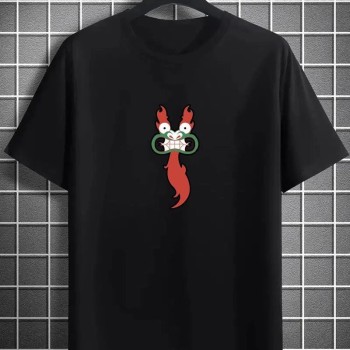 Erkek Baskılı T-Shirt Kısa Kol Bisiklet Yaka Regular Fit Rahat Kalıp Günlük Tişört- Siyah