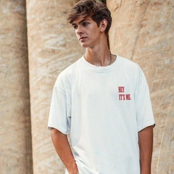 Erkek Baskılı T-Shirt Kısa Kol Bisiklet Yaka Regular Fit Rahat Kalıp Tişört - Beyaz